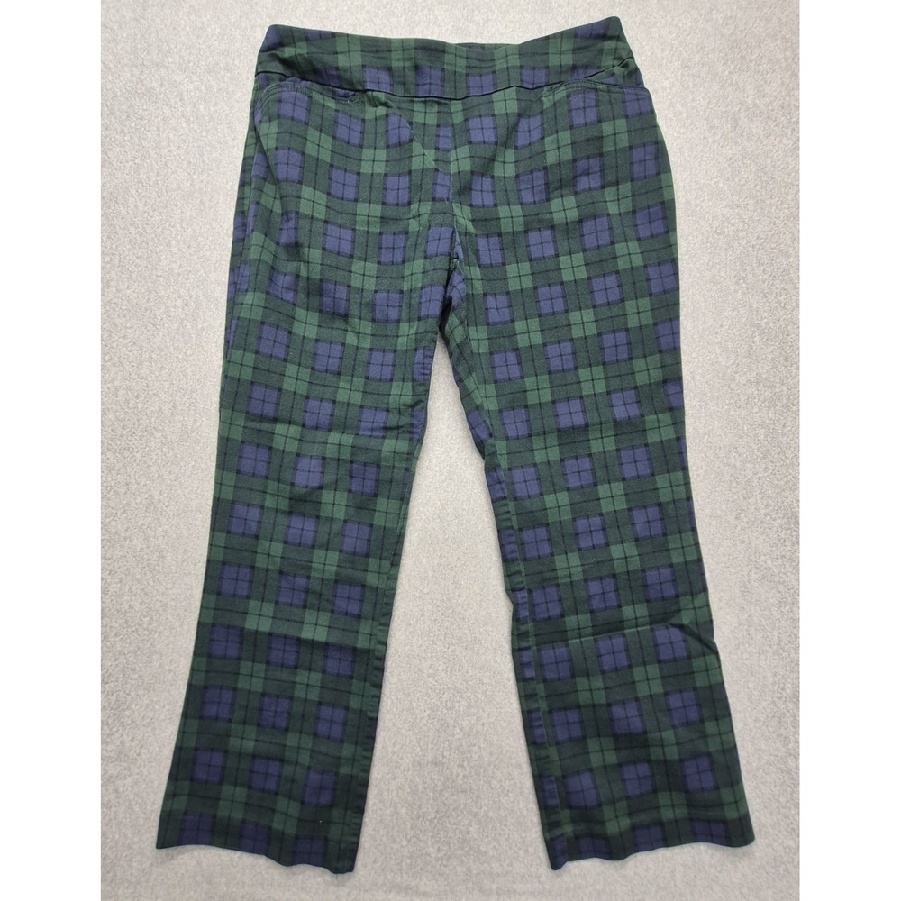 Croft & Barrow Womens Pants 16W Regular Effortless Stretch Green Blue Plaid